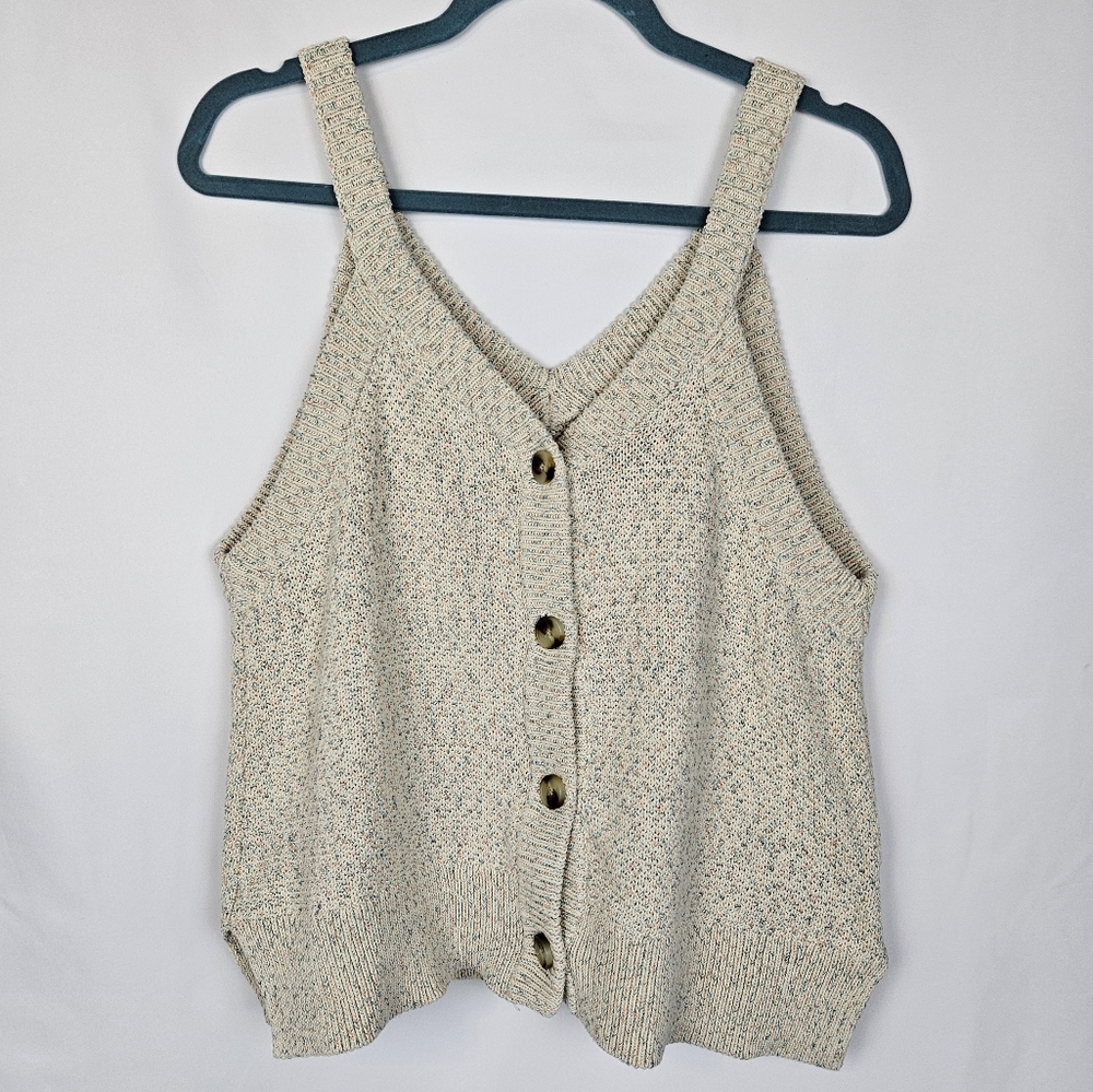 Madewell Rainbow Marled Wakefield Button-Front Sweater Tank L